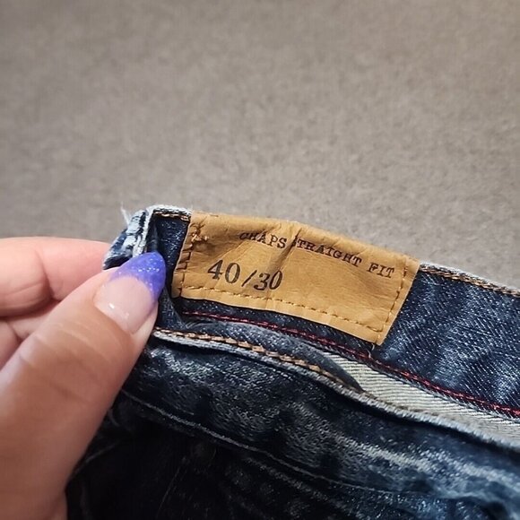 Chaps Denim Straight Fit Mens Jeans 40x30 Classic Blue Cotton - Picture 3 of 7